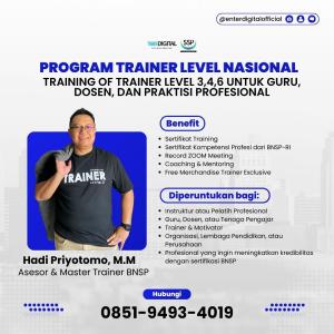 PROFESIONAL! HUB: 0851-9493-4019, Sertifikasi TOT BNSP Level 4 Situbondo