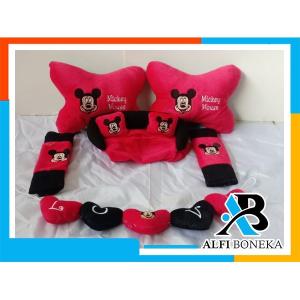 Pembuatan Set Interior Mobil Karakter Bantal Mobil dan 1 gantungan kaca Murah - Merah