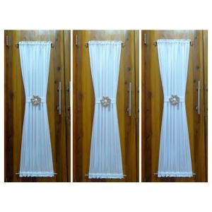 Gorden pita jendela minimalis hordeng kupu kupu ikat tengah polos - broken white, 100 cm