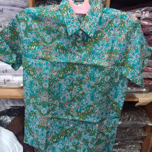 Konveksi seragam batik sekolah pendek warna hijau( size 12)
