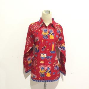 Konveksi Kemeja Batik Ondel Ondel Tangan Panjang KP05 Seragam Sekolah Batik SMP - SIZE XS