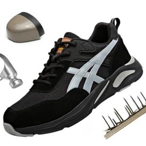 Sepatu Safety Pria Sneakers Sport Ujung Besi Anti Smash Anti Paku - Hitam, 40