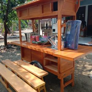 gerobak angkringan kayu paket angkringan full set - gerobak, grobak saja
