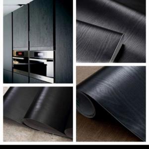 SALE Wallpaper Sticker Dinding Motif Serat Kayu Interior Coklat Hitam