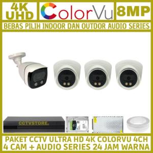 PAKET CCTV COLORVU 8MP 4 CHANNEL 4 KAMERA ULTRA HD 4K