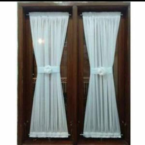 gordyn jendela minimalis/ gorden ikat kupu kupu murah terlaris - putih salju, T100×80cm