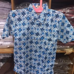 Konveksi seragam batik sekolah pendek warna biru size 15, 16