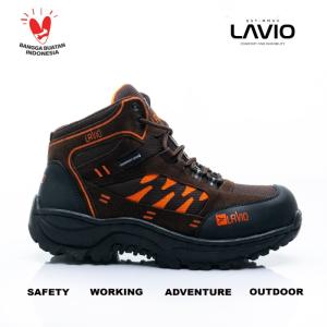Sepatu Safety Boots Shoes Ujung Besi Lavio Axel Premium Original - Cokelat, 41