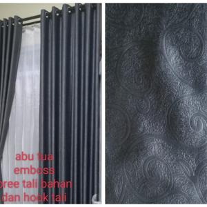 gorden blackout polos model kaca minimalis bahan tebal ukuran 100x150 - abu tua, 100x250 cm
