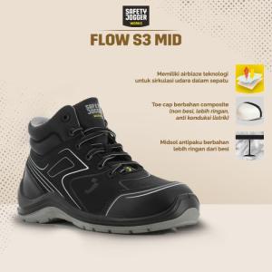 Sepatu Safety Jogger FLOW S3 MID S3 / Sepatu Proyek Black Grey - 39