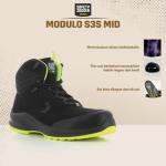 Sepatu Safety Jogger Modulo S3S Mid Black Sepatu Safety Shoes Kerja Proyek Sporty Nano Carbon Toecap Metal Free Anti Paku ESD - 38