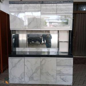 Lemari Dapur / Lemari Sayur 4 Pintu + Kitchen Set (Lapisan HPL) - silver