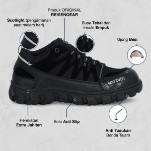 REISEN GEAR - MAMBA|Sepatu safety boots ujung besi dengan telapak besi - 42