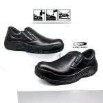 OXLAY - Sepatu safety SlipOn , Safety ujung besi- Hitam motif KJeruk - 41
