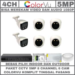 PAKET CCTV COLORVU 8 CHANNEL 6 KAMERA 5MP 1080P