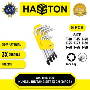 Hasston Kunci L Bintang 18cm T10-T50 (9Pcs) / Torx Hex Key (1866-901) - Panjang 13cm