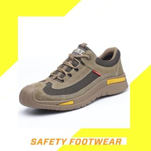 Sepatu Safety Ujung Besi Kevlar Sport Coklat Kuning Import - 40
