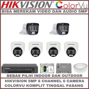 PAKET CCTV 5MP 8 CHANNEL 6 KAMERA TURBO HD COLORFUL - TANPA HARDISK