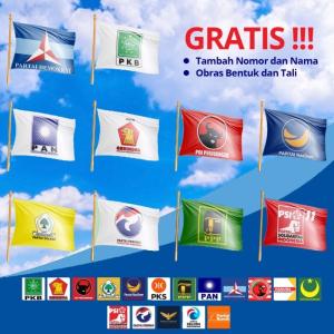 Print/Cetak Textile/Bahan TC Import Bendera Partai/Negara/Club Custom - 60 X 90CM