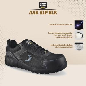 Sepatu Safety Jogger AAK S1P Low BLK  Sepatu Proyek Pria Ringan Keren Sporty - 38