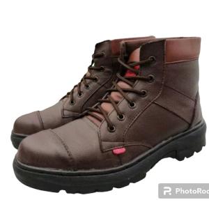 COD(BAYAR DI TEMPAT)SEPATU SAFETY BAHAN KULIT UJUNG BESI - Cokelat, 39