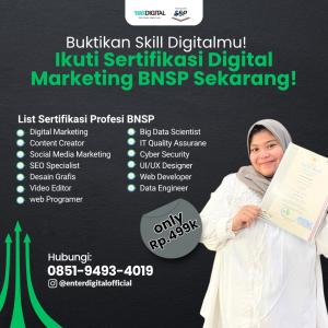 AKREDITASI! HUB: 0851-9493-4019, Ujian Sertifikasi Digital Marketing BNSP Sumatera