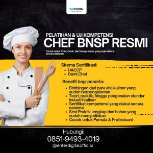 UNGGULAN! HUB: 0851-9493-4019, Harga Sertifikasi Chef Kabupaten Bogor